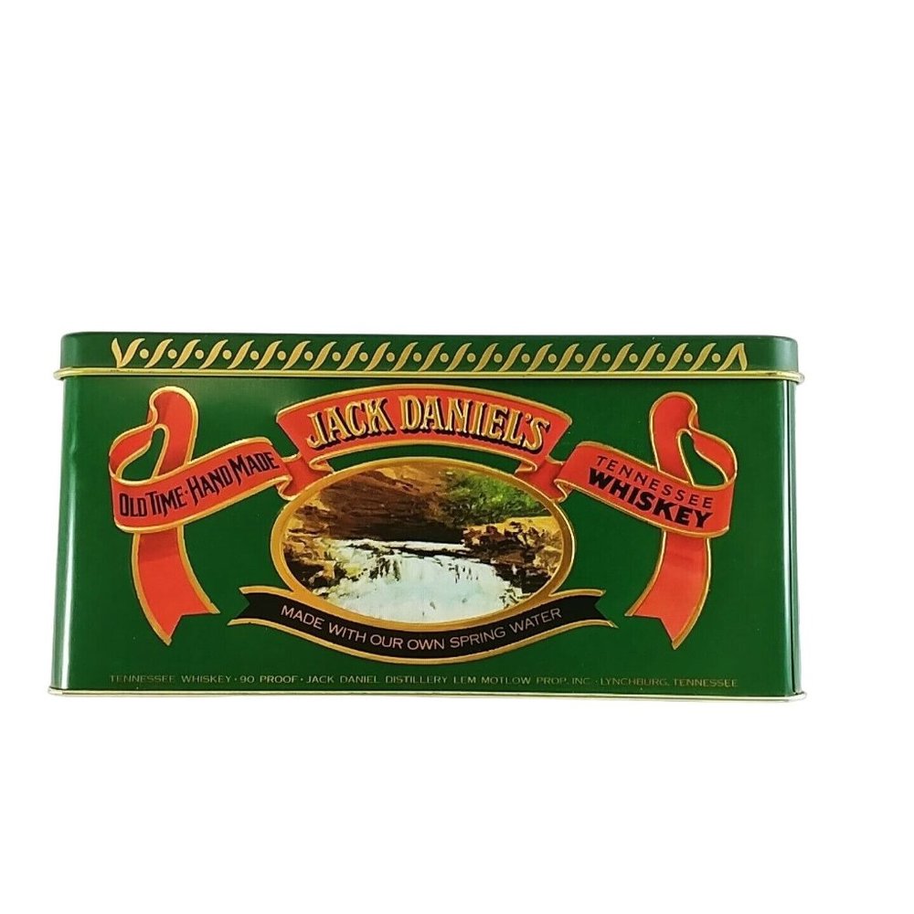 Jack Daniel's Storage Gift Box Tin Metal Hinged Lid Mansfield England 10.5" x 8" - Picture 6 of 10